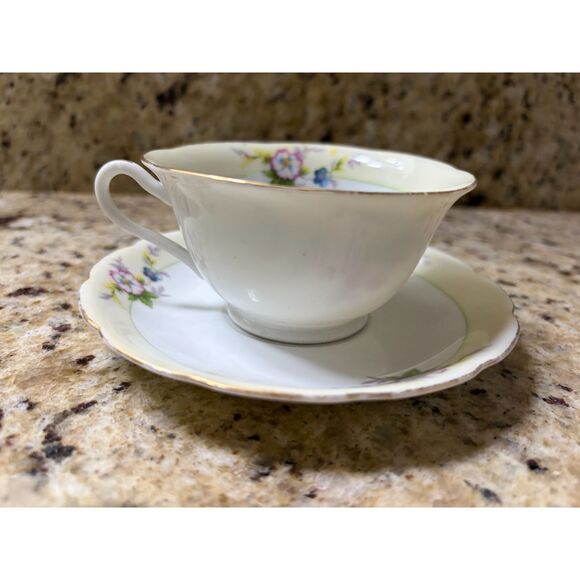 Chikaramachi Other - Chikaramachi Porcelain Made in Japan Teacup and Saucer Soft Yellow with Florals